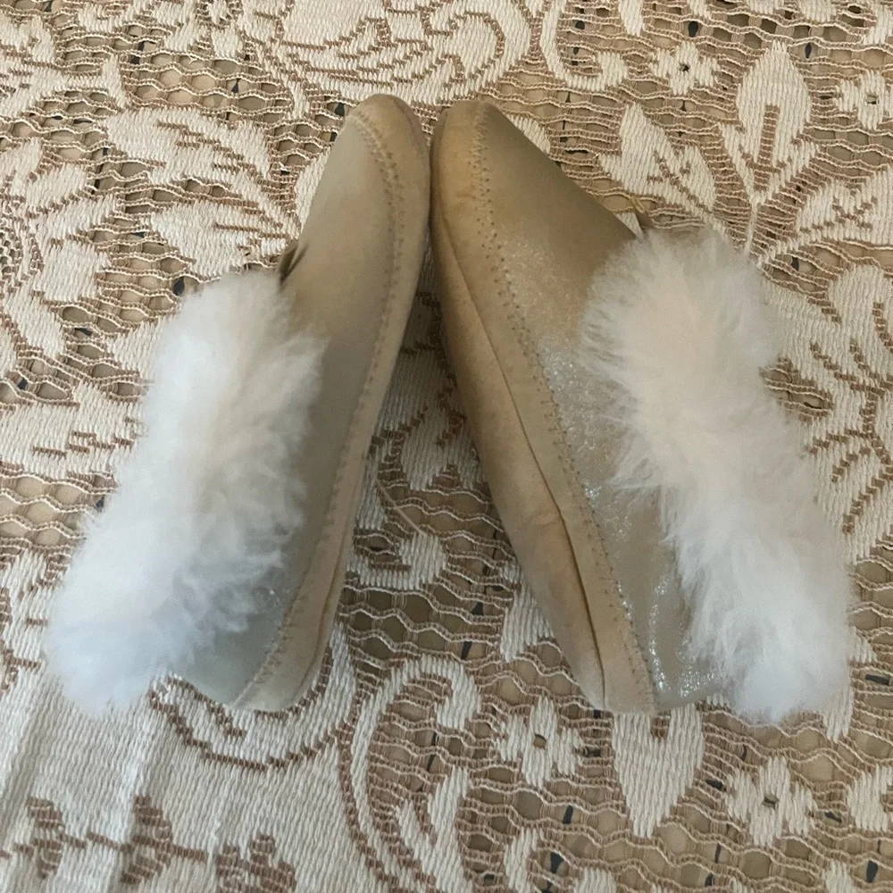 Janie and Jack Faux Fur Slippers with Fur Trim